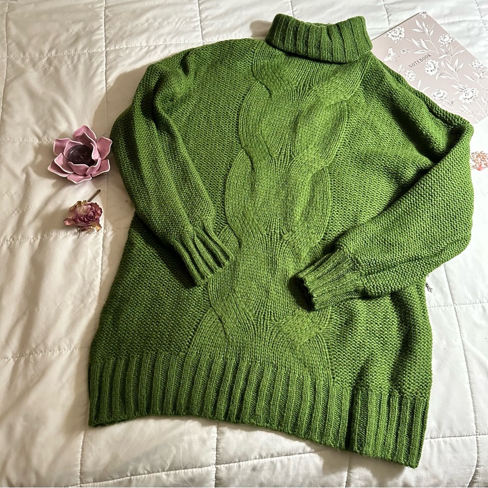 Aerie Green Turtleneck Sweater